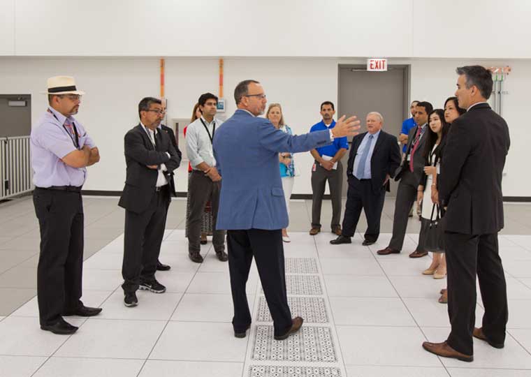 QTS employee giving data center tour